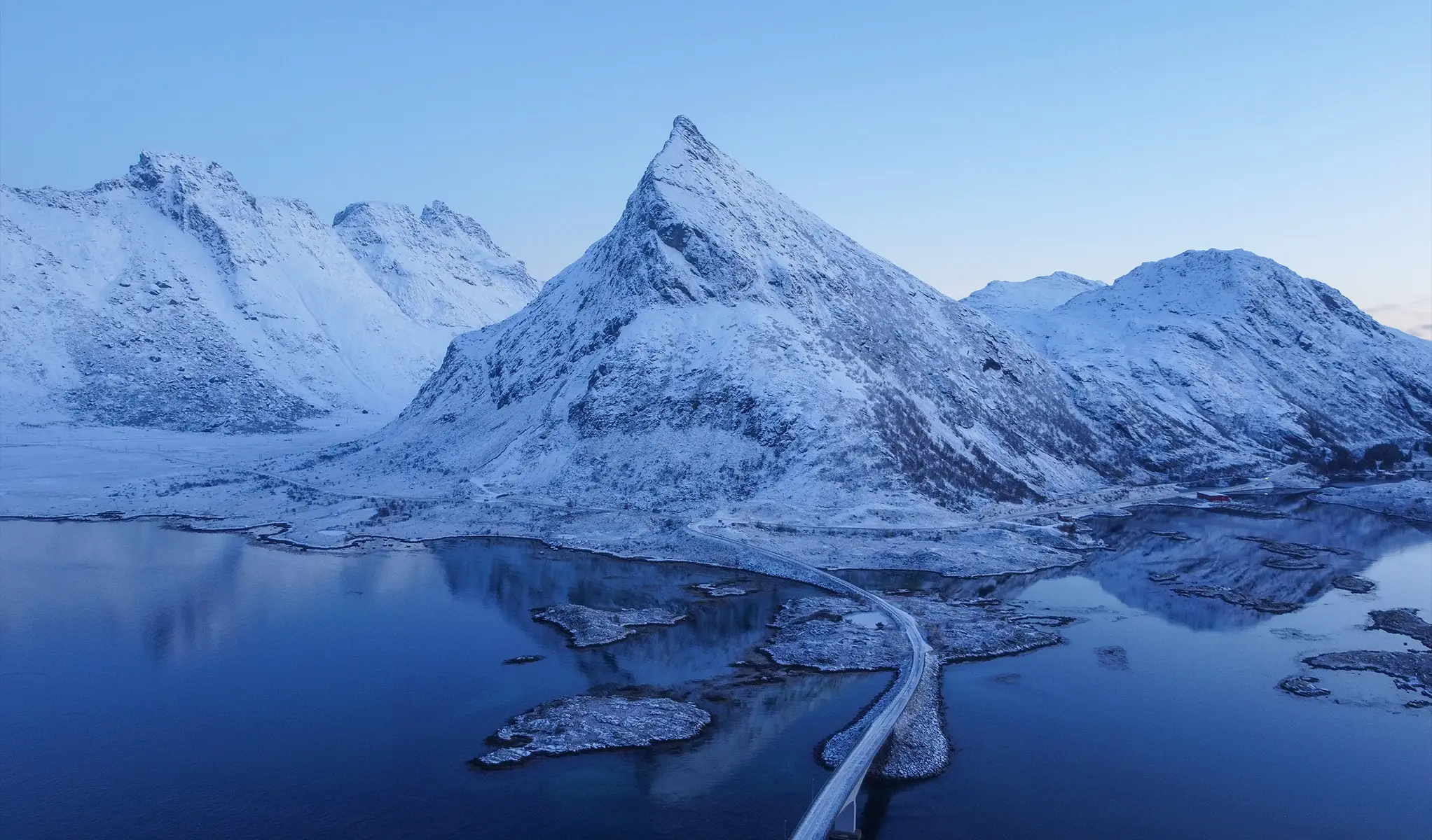 Volandstind Peak, Fredvang Bridge View
